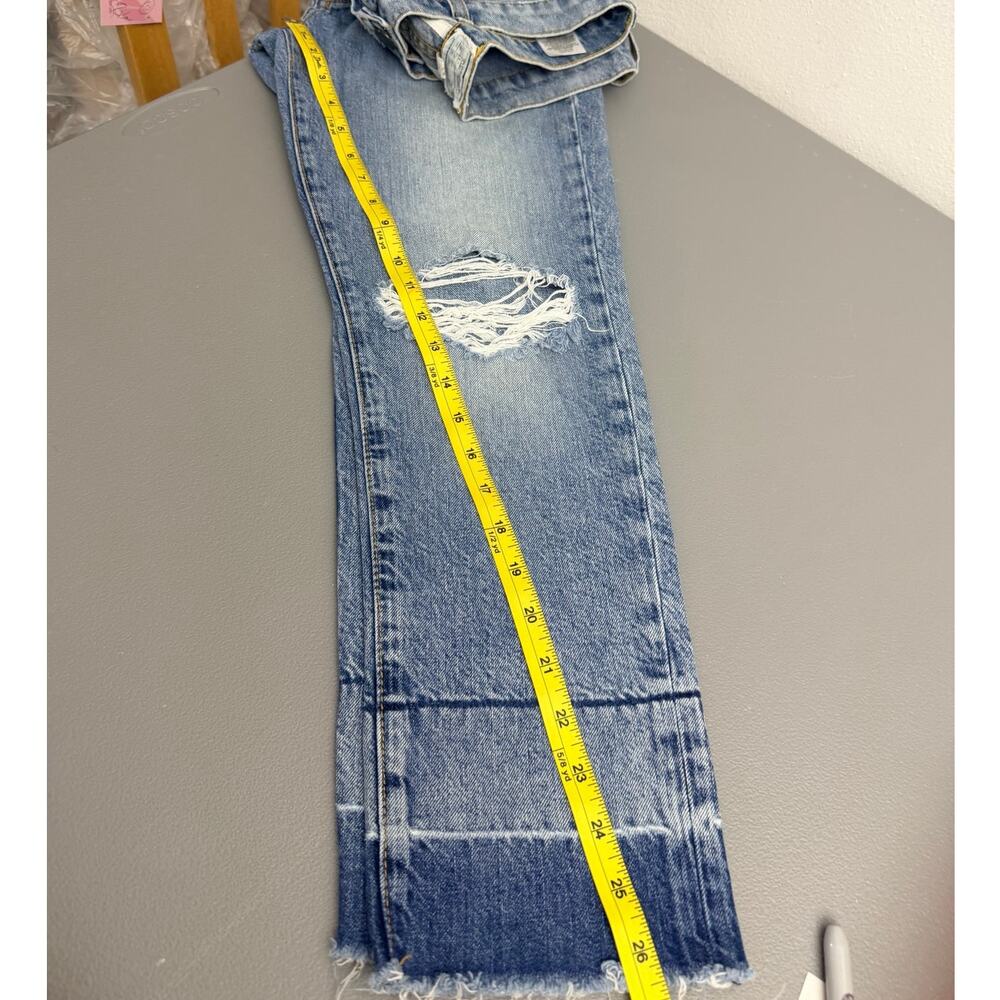Free People The Fling Jeans 25 Distressed Button Fly Raw Hem Straight - Picture 6 of 10